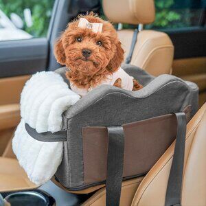 Center Console Dog Car Seat for Small Dogs with Bunny Fleece